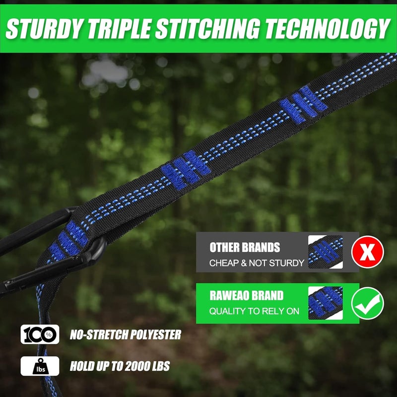 Raweao Hammock Straps – Camping Hammock Tree Straps Set, 20 ft Long Combined, 30+2 Loops, 2000 LBS Heavy Duty Strap for Hammock Suspension System Kit - Image 3